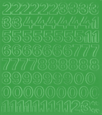 2 cm-es öntapadós számok, zöld színben
