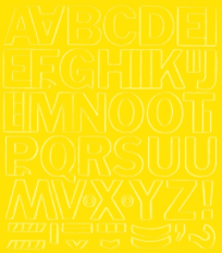 3 cm-es öntapadós betűk, sárga színben