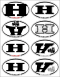H betűs matrica, 8 ovális különböző dizájn