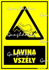 Lavina veszély figyelmeztető tábla matrica