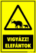 Vigyázz elefántok figyelmeztető tábla matrica