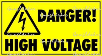Danger high voltage (vigyázat magas feszültség) sárga tábla matrica