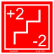 Utánvilágítós tábla, piros háttér, lépcsős +2 és -2 vel kiegészítve, folyamatos keretben