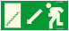 Utánvilágítós tábla, zöld háttér, balra le futó ember a lépcsős kijárathoz