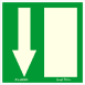 Utánvilágítós tábla, zöld háttér, lefelé mutató nyíl, mellett egy ajtó