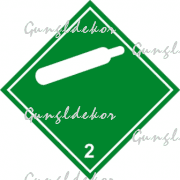 ADR 2.2 bárca Nem gyúlékony, nem mérgező gázok  zöld alapon fehér , zöld élére állított négyzet, palack piktogrammal
