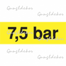 Szállítási jelzés, 7.5 bár, sárga alapon fekete felirat