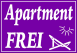 Apartment frei tábla matrica, lila alapon fehér szöveg
