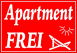 Apartment frei tábla matrica, piros alapon fehér szöveg