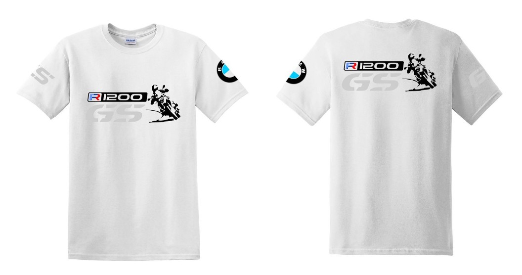 R 1200 GS BMW férfi PÓLÓ MOTOROS T-SHIRT FEHÉR SZÜRKE GS KÉK-PIROS R