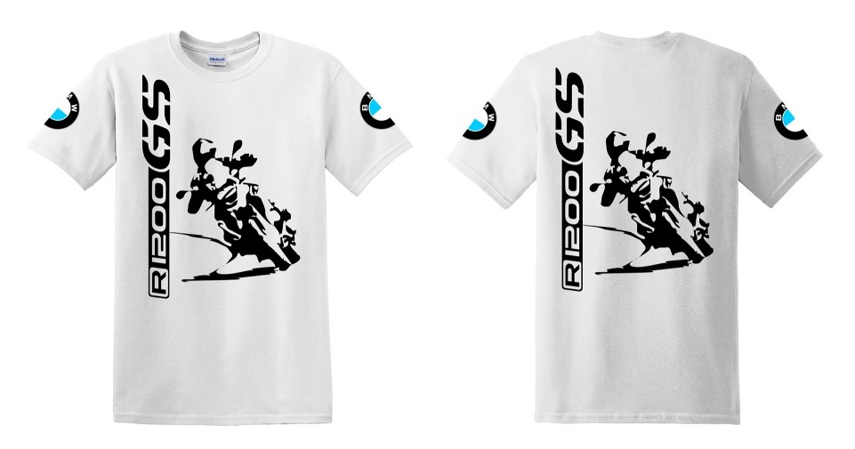 R 1200 GS BMW férfi póló nagy álló motor motoros t-shirt fehér