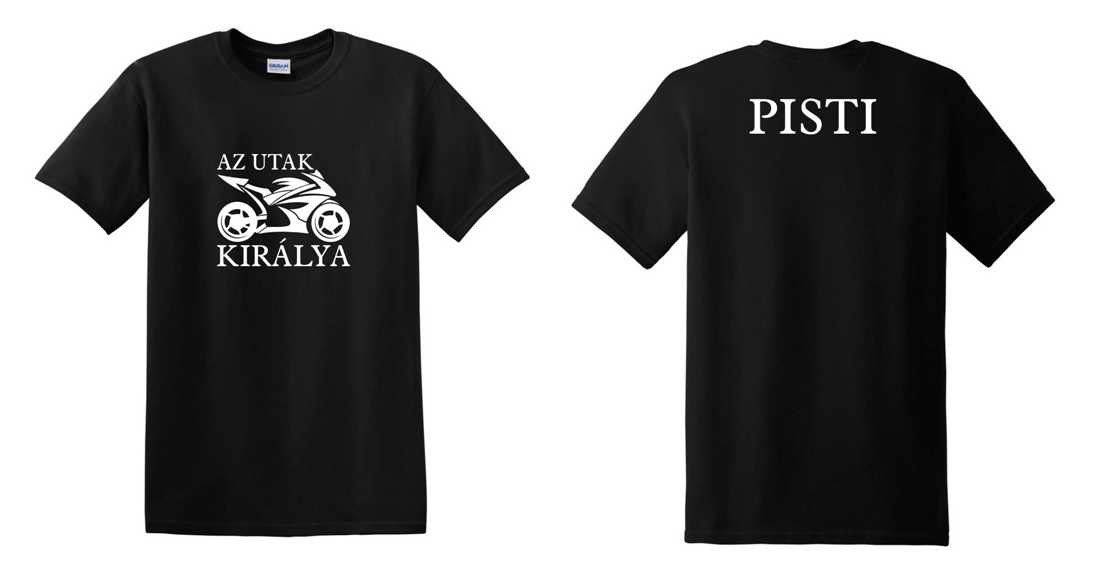 Az utak királya motoros névre szóló egyedi grafikás férfi póló