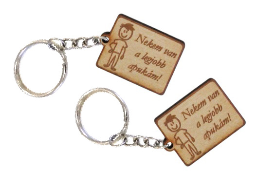 Nekem van a legjobb apukám biléta egyedi szöveggel kulcstartó lánccal és karikával ellátva 2db-os gravírozott bükkfa kivitelben