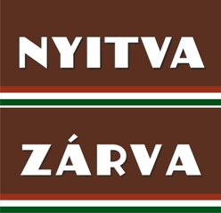 Nemzeti dohányboltos nyitva - zárva 2 oldalas forgatható tábla, barna alapon