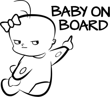 Baby on board morcos mutató 2 db plottervágott autós matrica applikáló fóliával