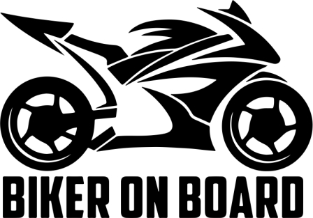 Biker on board motoros 2 db plottervágott autós matrica applikáló fóliával