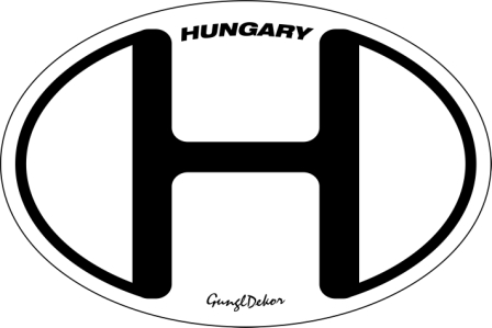 H betűs ovális matrica Hungary felirattal
