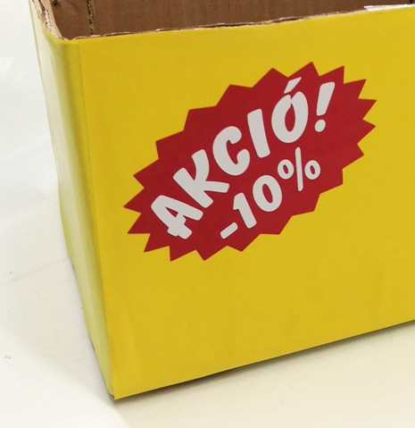 Akció! százalékkal feliratos csillag alakú kismatrica