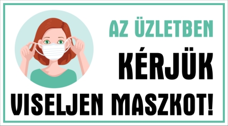 Az üzletben kérjük viseljen maszkot! Figurás tábla matrica