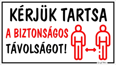 Kérjük tartsa a biztonságos távolságot! Figurás tábla matrica