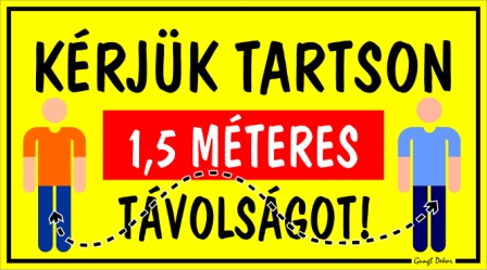 Kérjük tartson 1,5 méteres távolságot! figurás tábla matrica