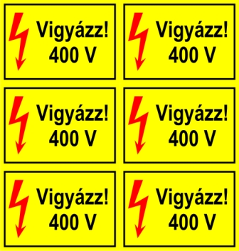 Vigyázz! 400 V 6db ollóval szétvágható kismatrica