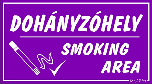 Dohányzóhely / Smoking area tábla matrica, lila színben