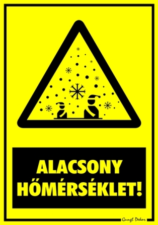 Alacsony hőmérséklet hóeséses figyelmeztető tábla matrica