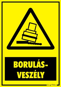 Borulásveszély figyelmeztető tábla matrica