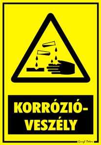 Korrózióveszély figyelmeztető tábla matrica