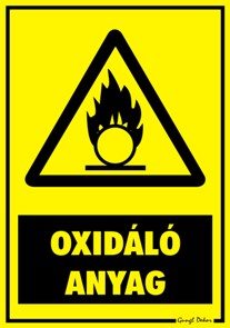 Oxidáló anyag figyelmeztető tábla matrica