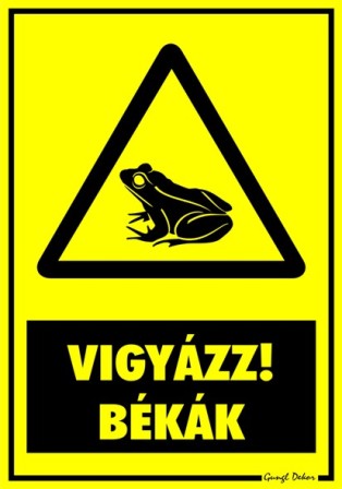 Vigyázz! Békák figyelmeztető tábla matrica