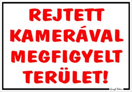 Rejtett kamerával megfigyelt terület! tábla matrica