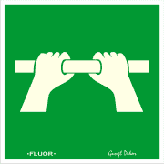 Nyitáshoz nyomja meg a rudat piktogram fluoros tábla matrica