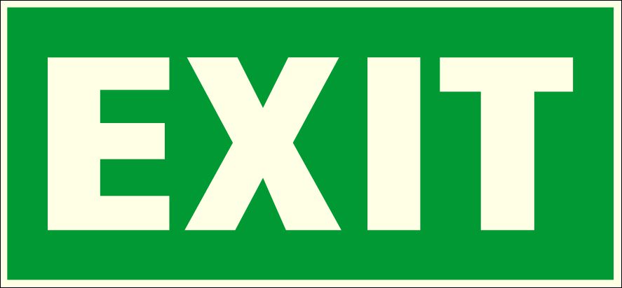 Utánvilágítós tábla, zöld háttér, exit felirat