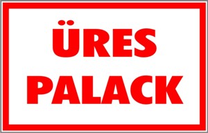 Üres palack tábla matrica, fehér alapon piros felirat