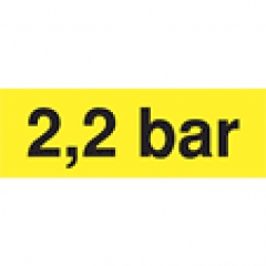 Szállítási jelzés, 2.2 bár, sárga alapon fekete felirat