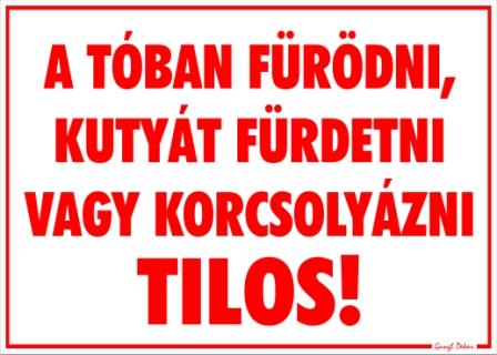 A tóban fürödni kutyát fürdetni vagy korcsolyázni tilos! Tábla matrica