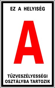 A-B-C-D-E tűzveszélyes helyiség tábla matrica fehér alapon