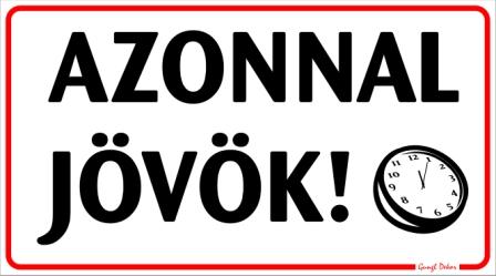 Azonnal jövök! Tábla matrica