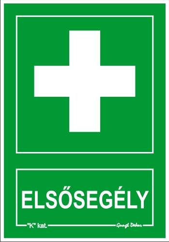 Elsősegély zöld felirat tábla matrica