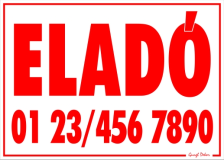 Eladó telefonszámmal tábla matrica