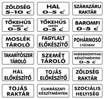 Bővítés köjálos HACCP ÁNTSZ szett matrica csomag, fehér alapon fekete feliratok