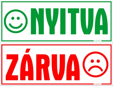 Kreatív Nyitva Zárva smiley kétoldalas forgatható tábla