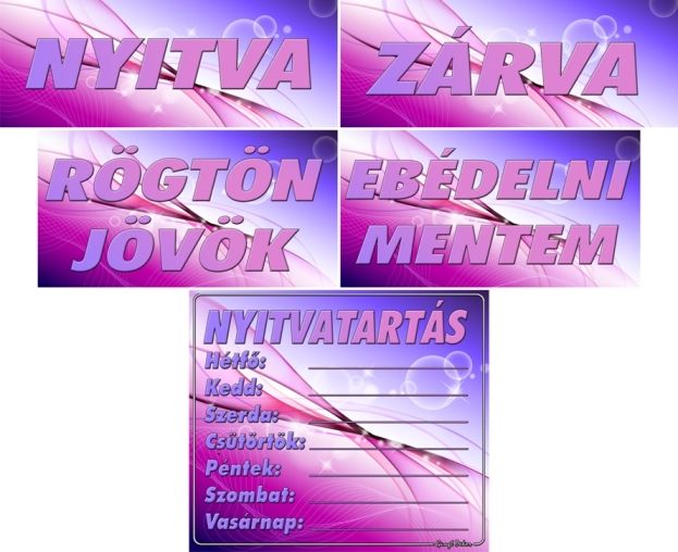 Kreatív nyitvatartásos táblacsomag, absztrakt rózsaszínes háttérrel