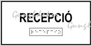Recepció feliratú Braille-írással ellátott tábla
