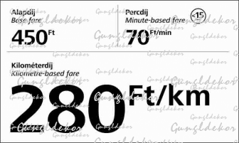 Budapesti Taxi  - Egységes kilométerdíj nyomtatott matrica