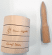 Fa mozsár és törő egyedi gravírozott szöveggel és figurával