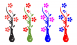 Váza színes virágszirmokkal falmatrica faltetoválás többféle színben applikáló fóliával ellátva