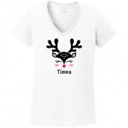 Őz Bambi Szarvas mintás karácsonyi női póló egyedi névvel